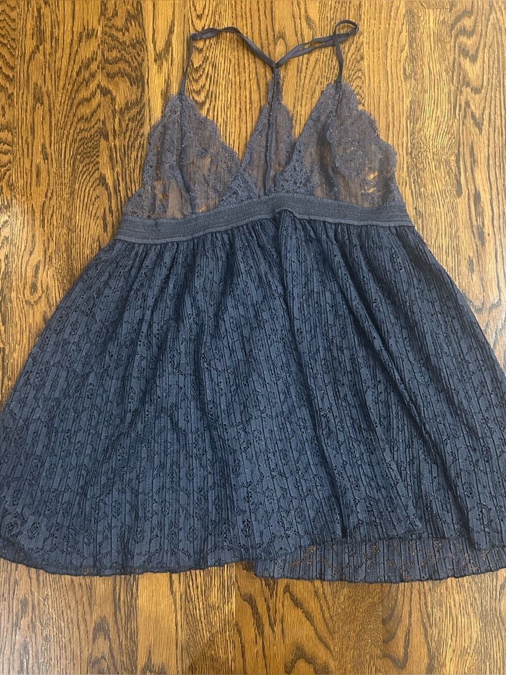 Victoria’s Secret Slate Blue All-Over Lace Babydoll Top